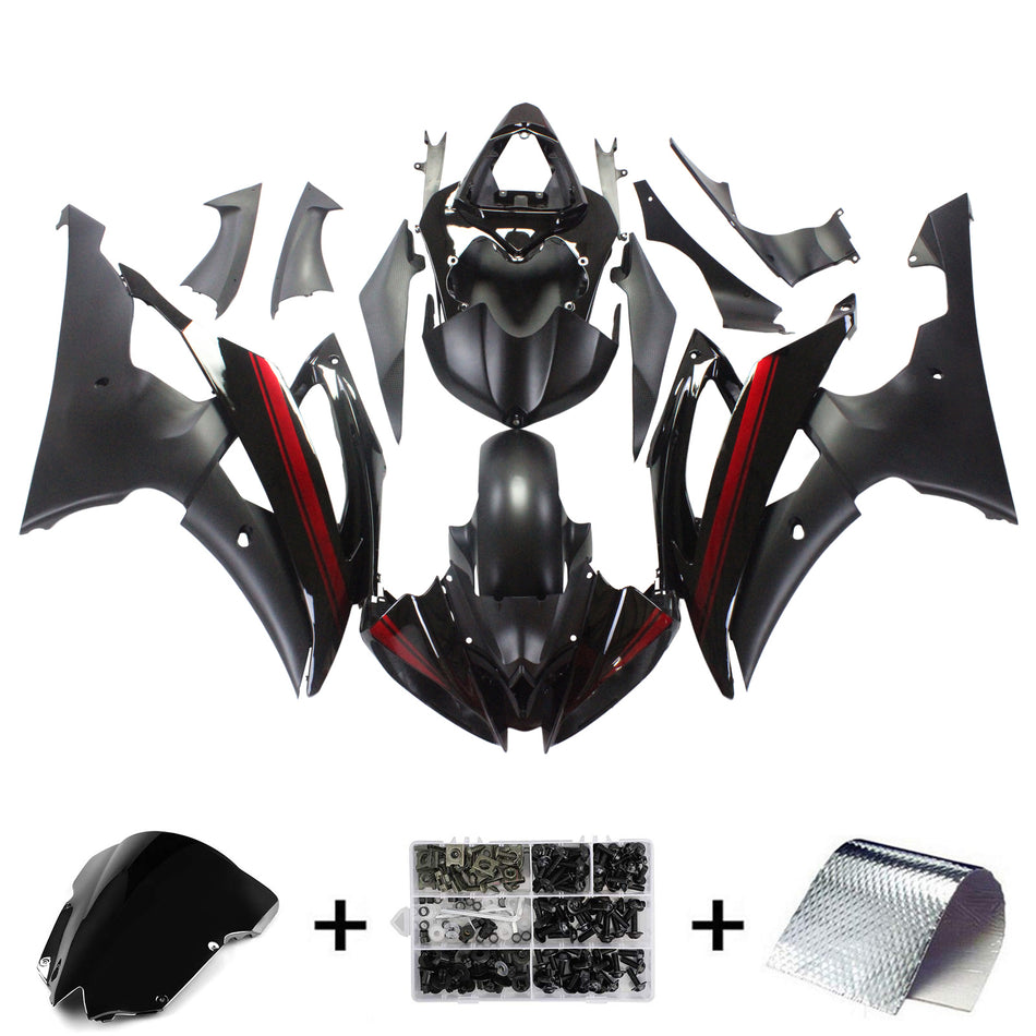 Amotopart Yamaha 2008-2016 YZF 600 R6 Schwarzverkleidungskit