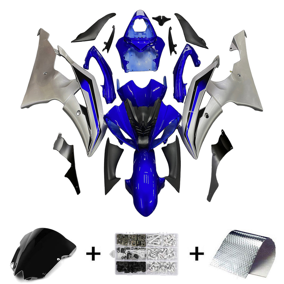 Amotopart Yamaha 2008-2016 YZF 600 R6 Blue Sliver Abzugskit