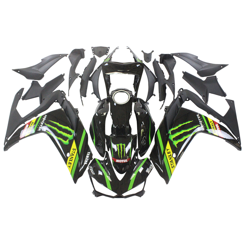 Kit de vente Amotopart Yamaha 2014-2018 YZF R3 &amp; 2015-2017 YZF R25 Claw Kit de carénage noir