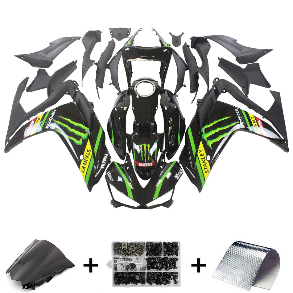 Kit de vente Amotopart Yamaha 2014-2018 YZF R3 &amp; 2015-2017 YZF R25 Claw Kit de carénage noir