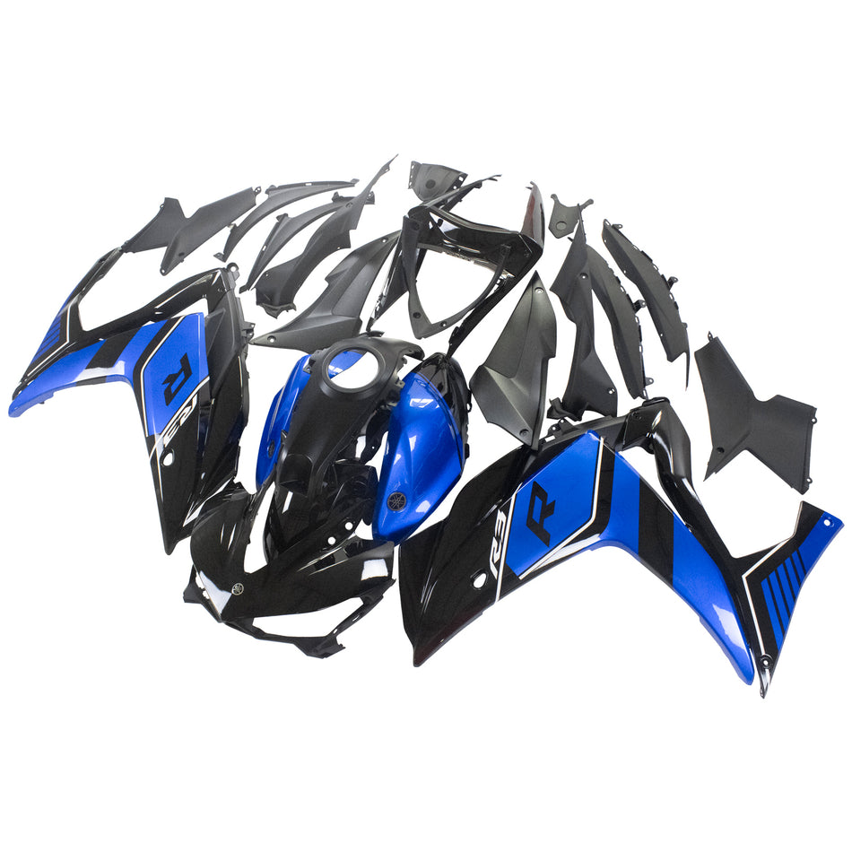 Kit de vente Amotopart Yamaha 2014-2018 YZF R3 &amp; 2015-2017 YZF R25 Noir Bleu R Kit de carénage