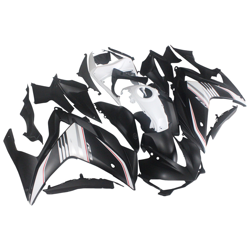Kit de vente Amotopart Yamaha 2014-2018 YZF R3 &amp; 2015-2017 YZF R25 Kit de carénage blanc noir