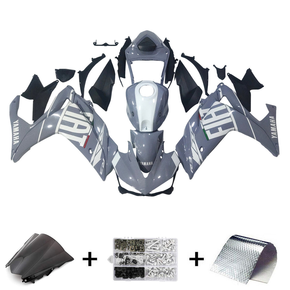 AMOTOPART Kit Cadre Yamaha 2014-2018 YZF R3 &amp; 2015-2017 YZF R25 Noir Gris
 Kit de carénage blanc