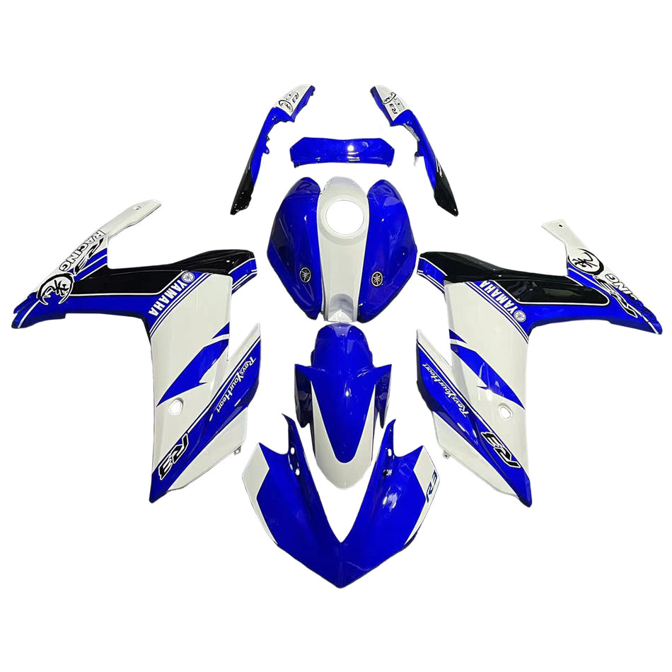 Kit de carénage AMOTOPART Yamaha 2014-2018 YZF R3 &amp; 2015-2017 YZF R25 Kit de carénage bleu mix blanc