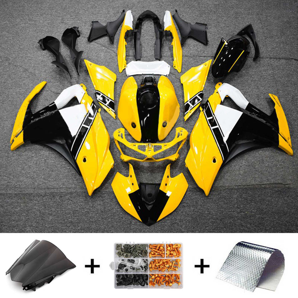 Amotopart-Verkaufskit Yamaha 2014-2018 YZF R3 & 2015-2017 YZF R25 Gelbes Schwarzverkleidungskit