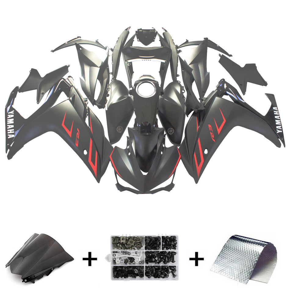 Kit de vente Amotopart Yamaha 2014-2018 YZF R3 &amp; 2015-2017 YZF R25 Kit de carénage noir rouge