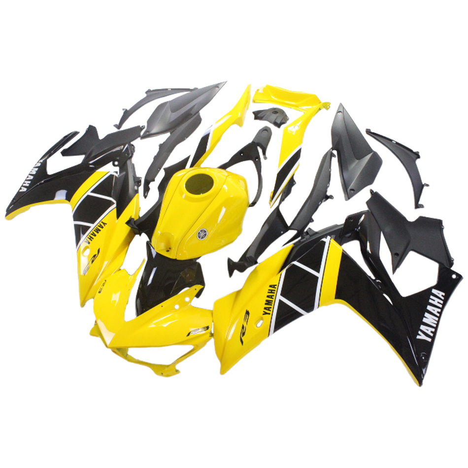 Kit de vente Amotopart Yamaha 2014-2018 YZF R3 &amp; 2015-2017 YZF R25 Noir Jaune Mix Trigger Kit