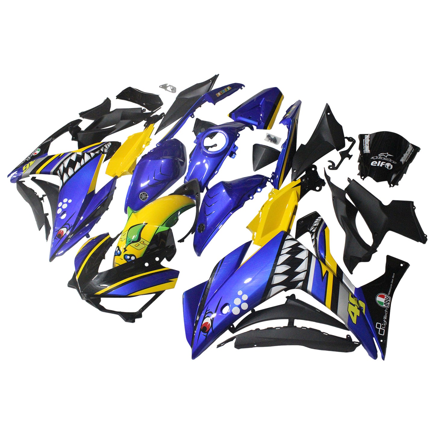 Amotopart Verkleidungsset für Yamaha YZF-R3 2014–2018, R25 2015–2017, Karosserie, ABS