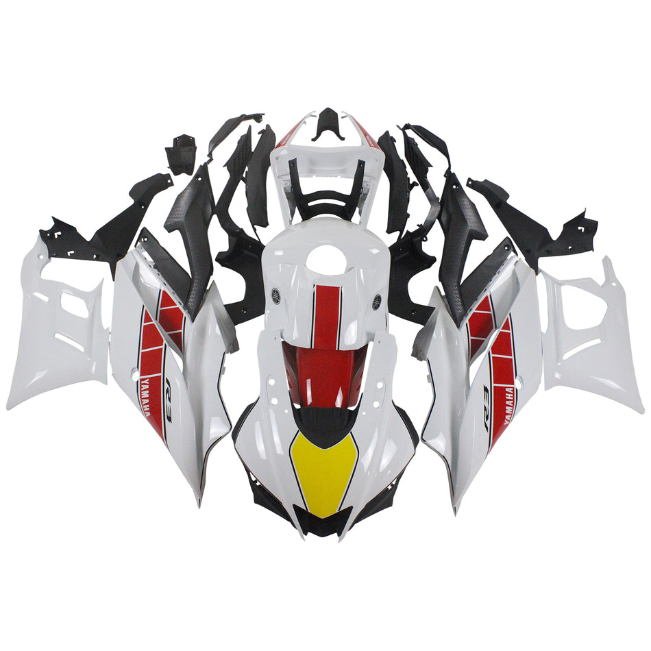 Kit de carénage Amotopart Yamaha YZF R3/YZF R25 Blanc Rouge 2019-2021