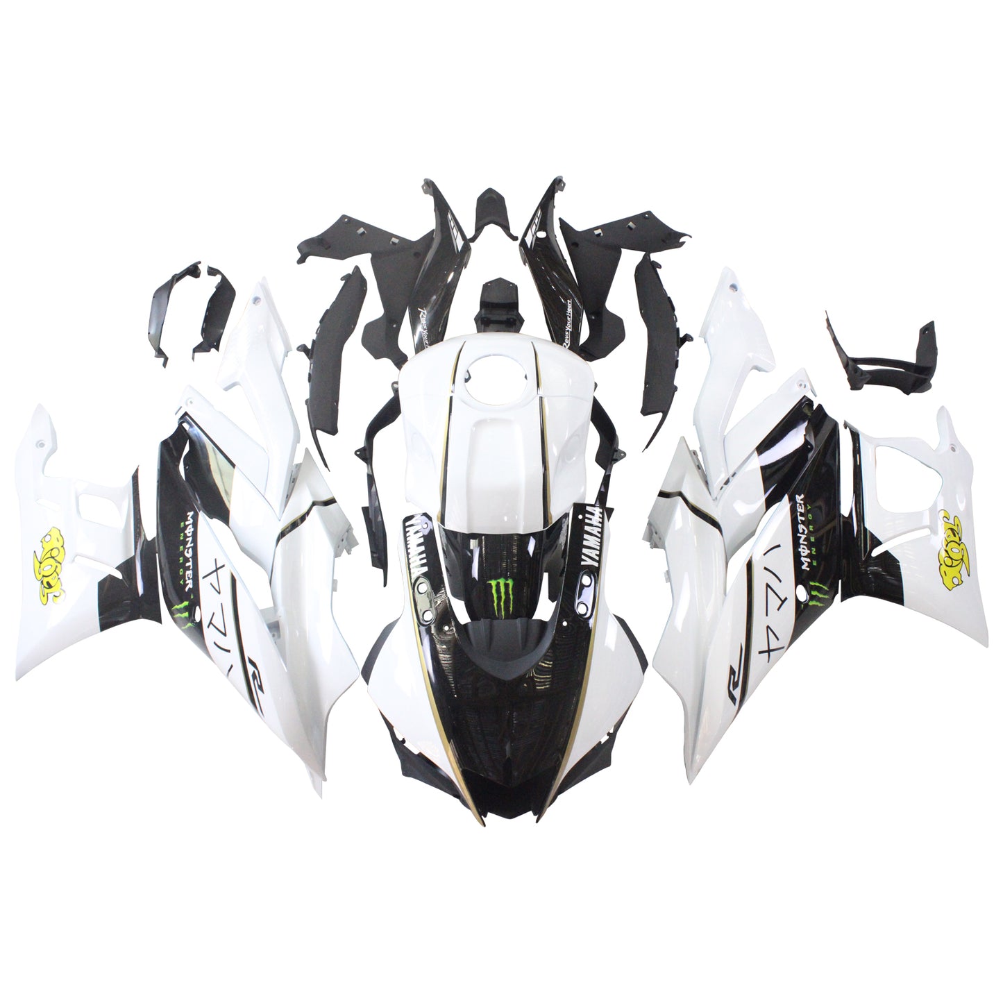 Amotopart Yamaha 2019-2021 YZF R3/YZF R25 Black White Fearing Kit