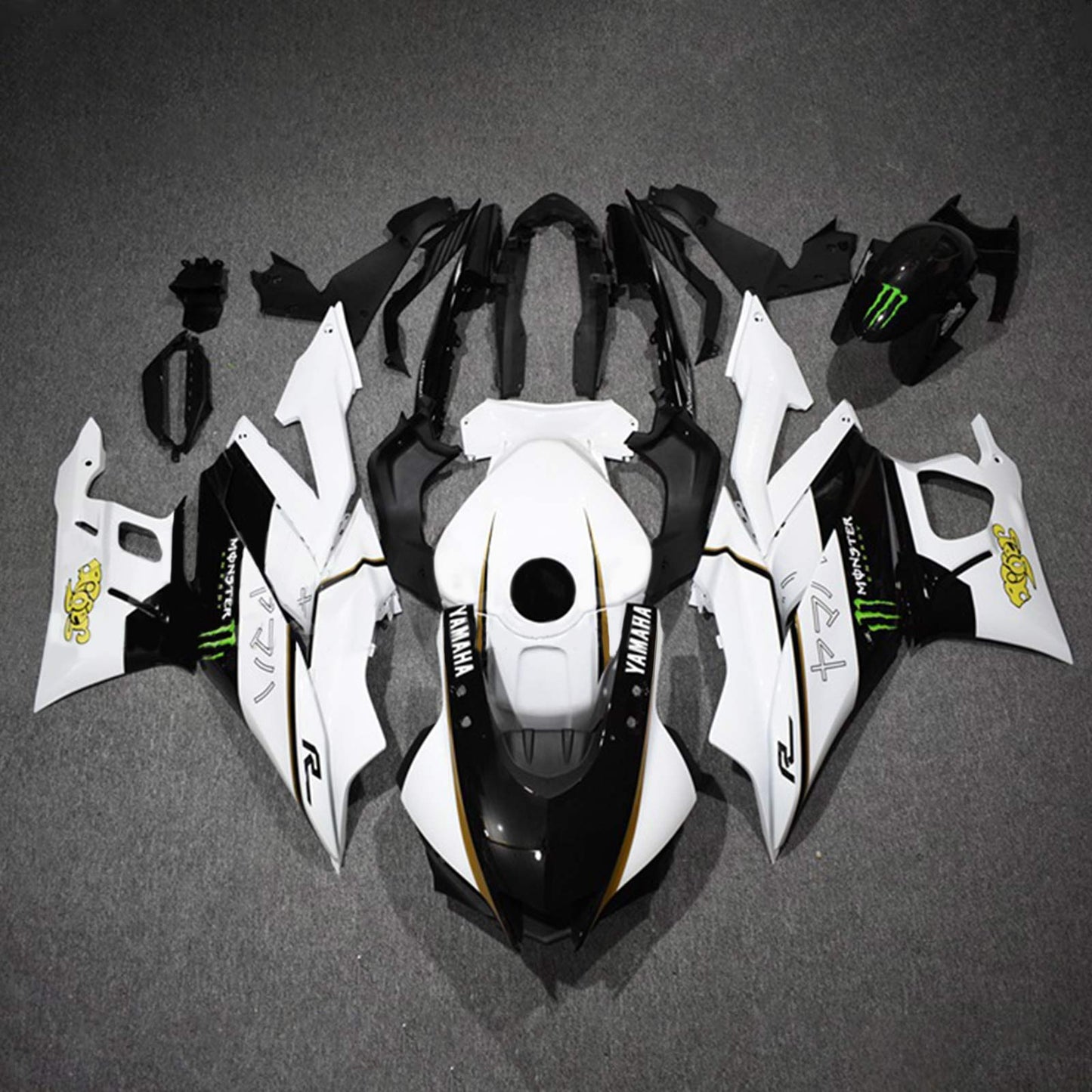 Amotopart Yamaha 2019-2021 YZF R3/YZF R25 Black White Fearing Kit