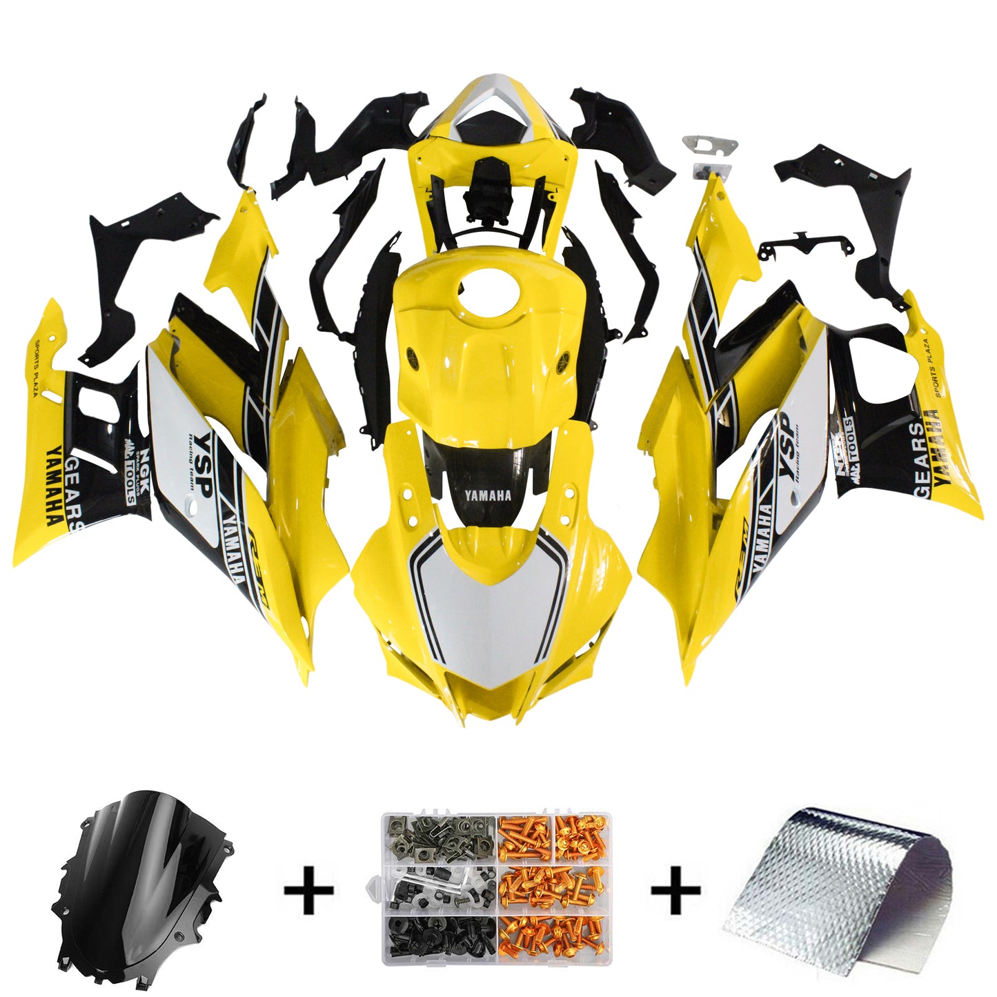 Amotopart Yamaha 2019-2021 YZF R3/YZF R25 Yellow Black White Kit