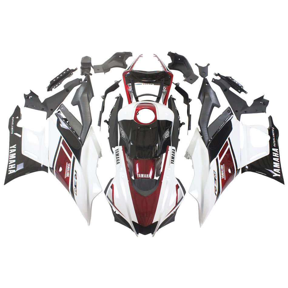 Amotopart Yamaha 2019-2021 YZF R3/YZF R25 Kit de carénage Rouge Noir Blanc