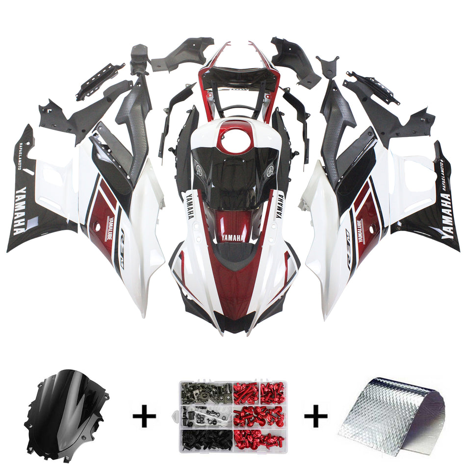 Amotopart Yamaha 2019-2021 YZF R3/YZF R25 Kit de carénage Rouge Noir Blanc