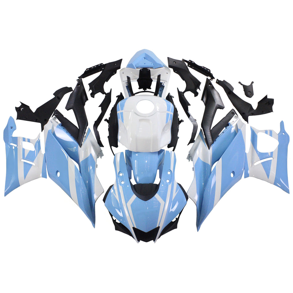 Amotopart Yamaha 2019-2021 YZF R3/YZF R25 Blue Mix White Fairing Kit