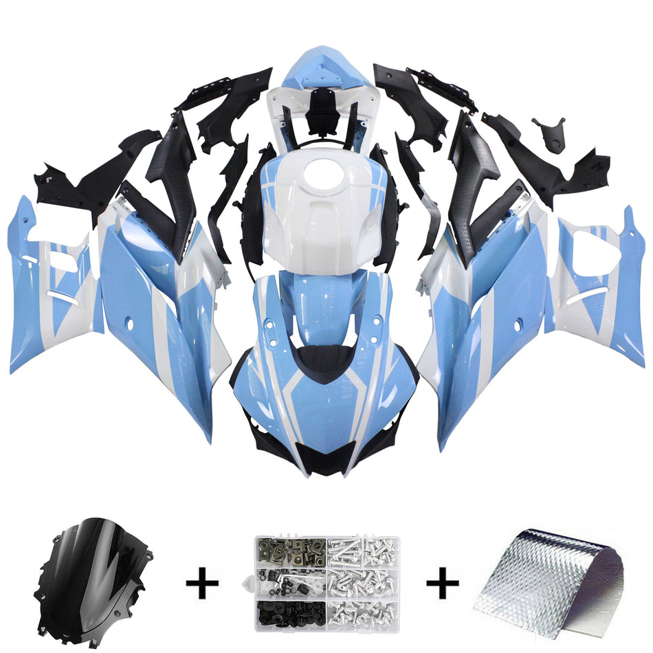 Amotopart Yamaha 2019-2021 YZF R3/YZF R25 Blue Mix White Fairing Kit