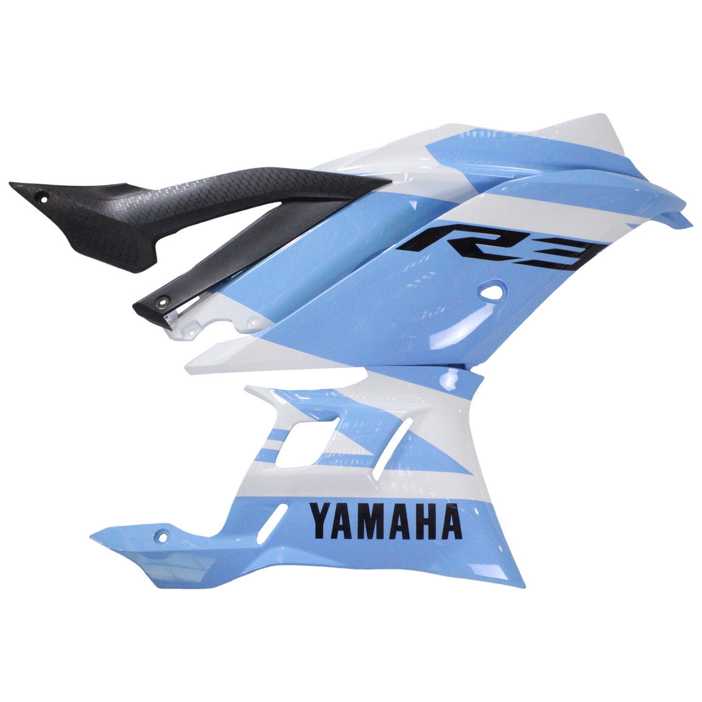 Amotopart Yamaha 2019-2021 YZF R3/YZF R25 Kit de carénage bleu mélangé blanc