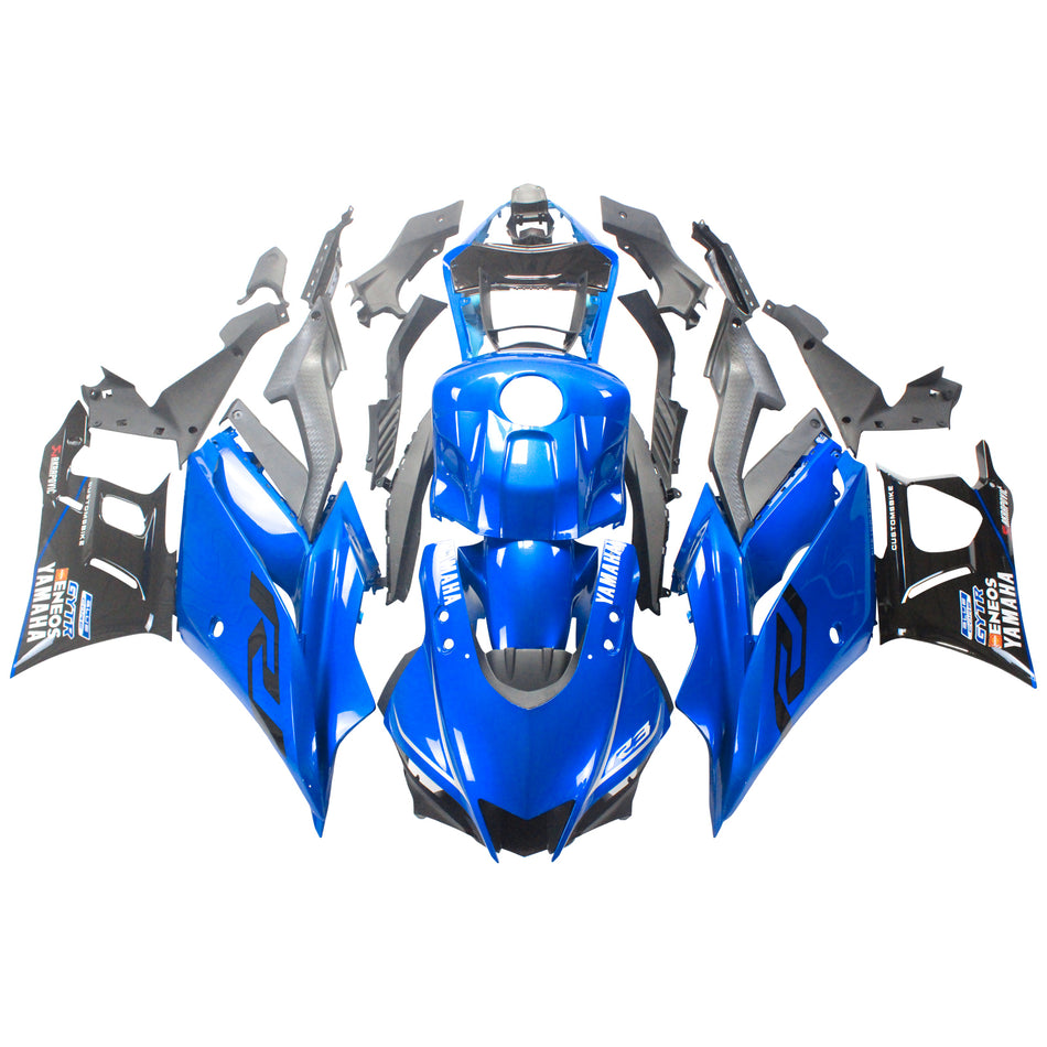 Kit de carénage Amotopart Yamaha YZF R3/YZF R25 Bleu Noir 2019-2021