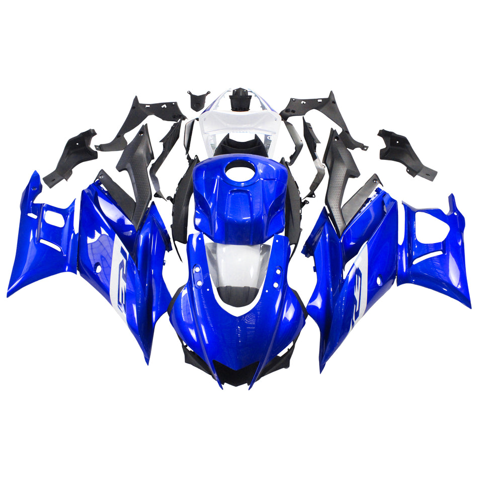 Amotopart Yamaha 2019-2021 YZF R3/YZF R25 Kit de carénage Bleu Noir Blanc