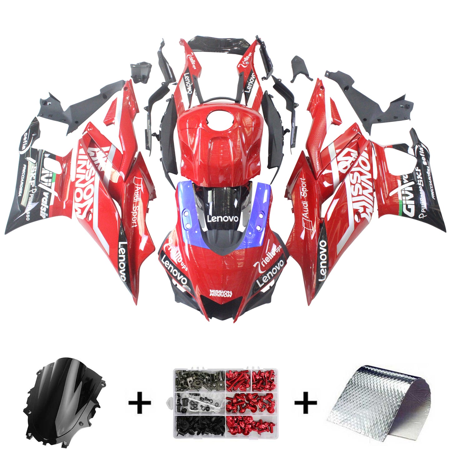 Amotopart Yamaha 2019-2021 YZF R3/YZF R25 Red Black Fearing Kit