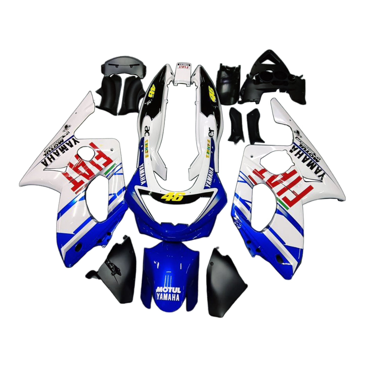 Amotopart Yamaha 1996-2007 YZF 600R Thundercat White Blue Fairing Kit