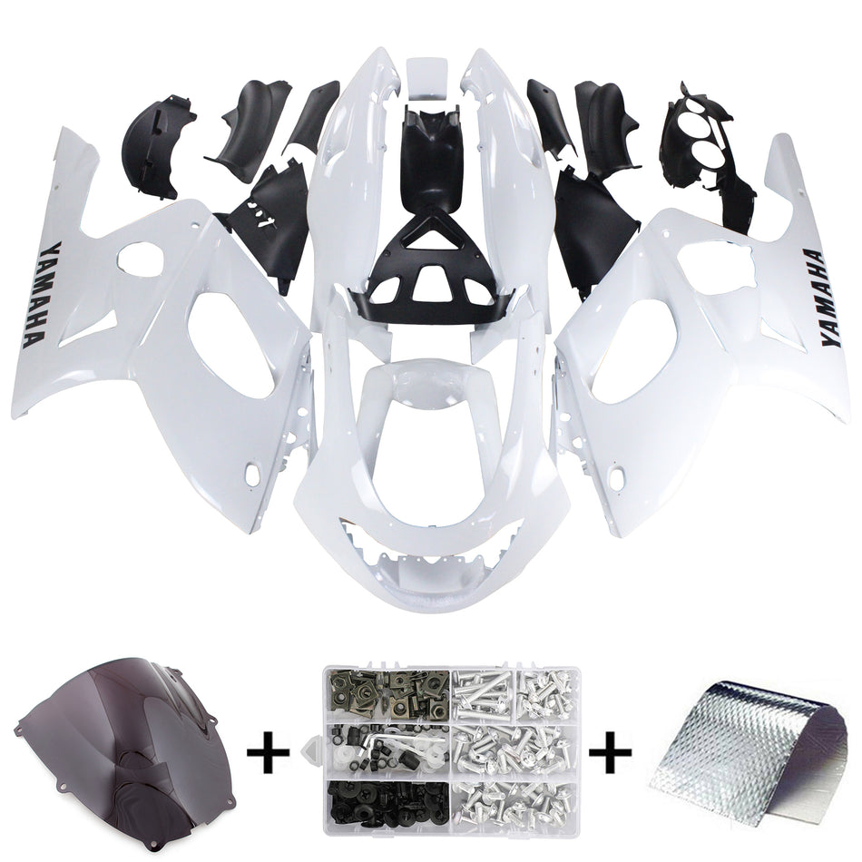 Amotopart Yamaha 1996-2007 YZF 600R Thundercat Kit de carénage Noir Blanc