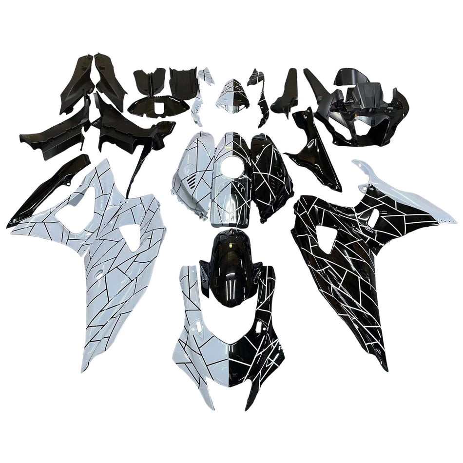 2021-2024 Yamaha YZF-R7 Verkleidungssatz Karosserie Kunststoff ABS in Schwarz, wei? und grau gestreift