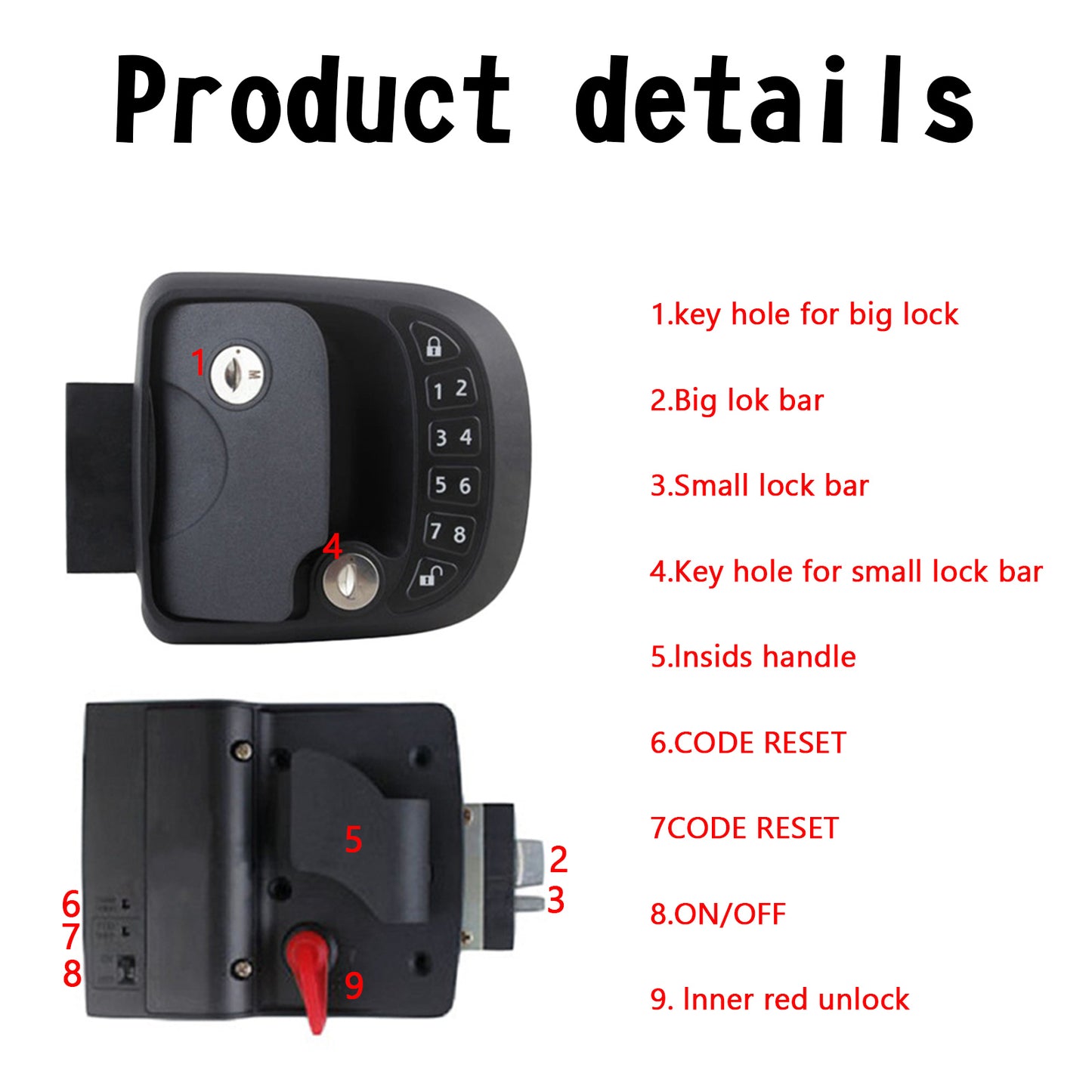 RV Lock Key Compact Keyless Entry Keypad Ship Tag AVEC accessoire de verrouillage à distance