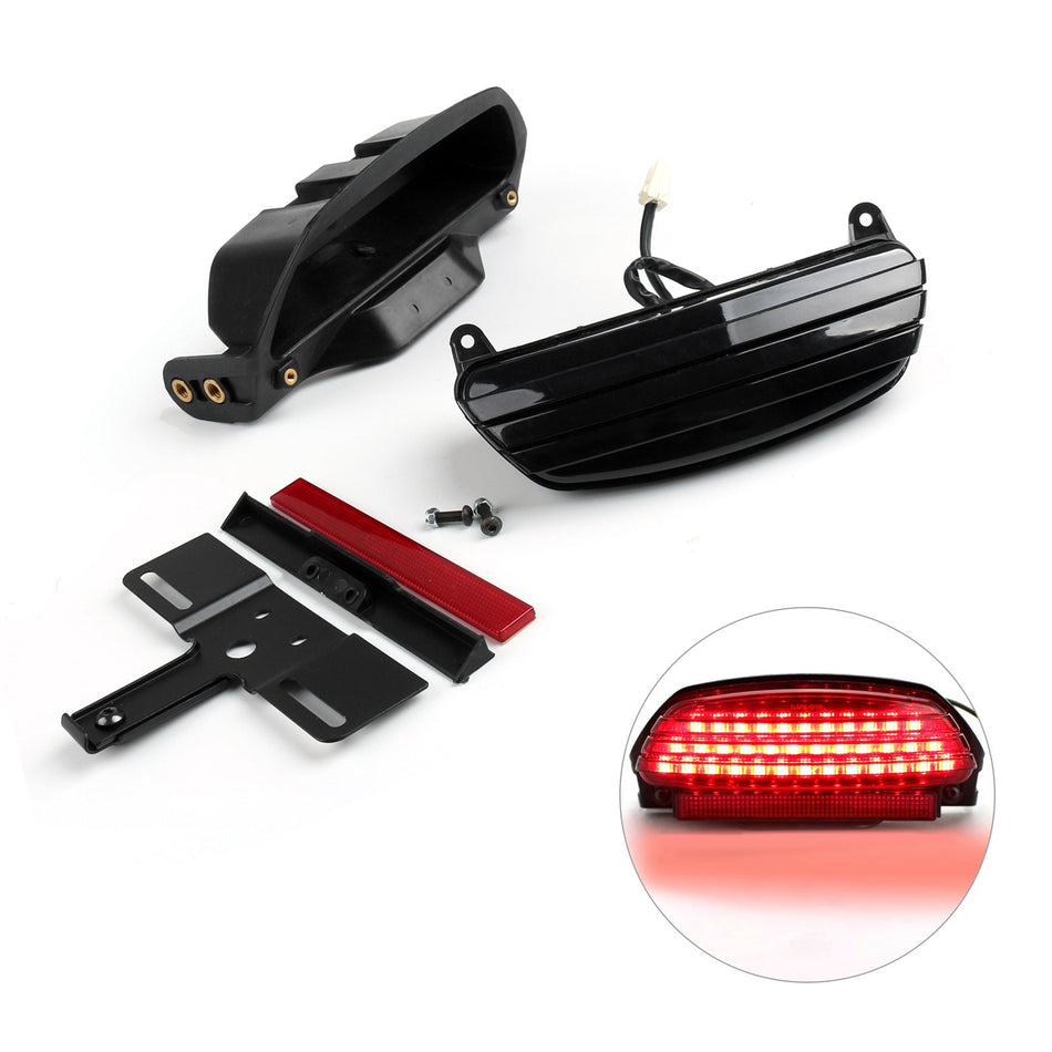 Tri-Bar Kotflügel-LED-Rücklicht + Halterung für Softail FXST FXSTB FXSTC Schwarz