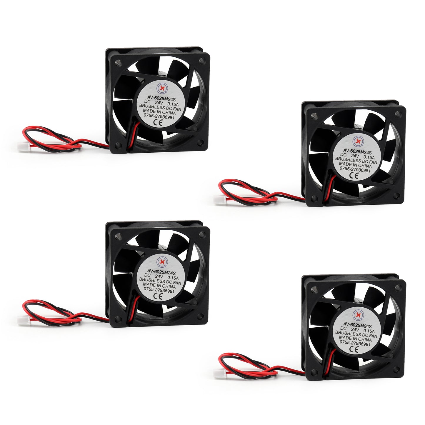 4pcs dc bürstenloser Lüfter 24 V 0,15A 6025S 60x60x25mm 2 Pin Tasse Computerlüfter