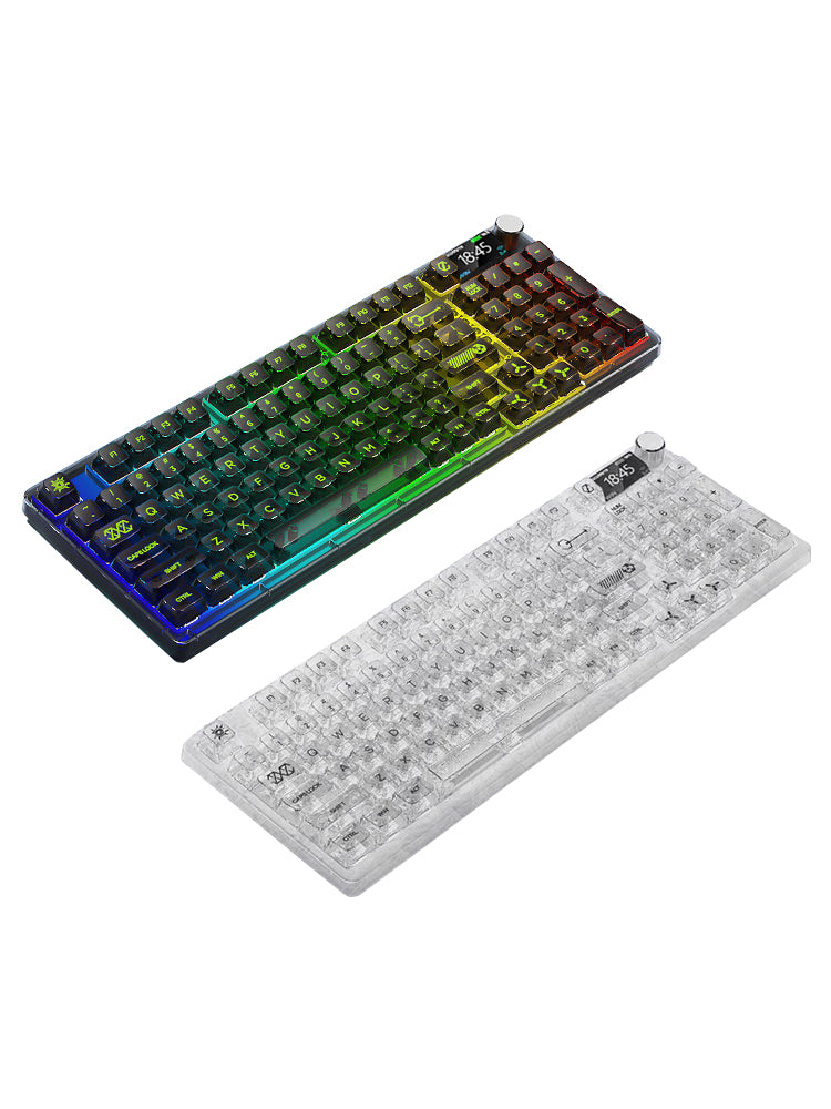 Mechanische Tastatur mit 98 Tasten, 2,4-GHz-Funkverbindung, Bluetooth, drei Modi, RGB-Beleuchtung und Hot-Swap-Funktion
