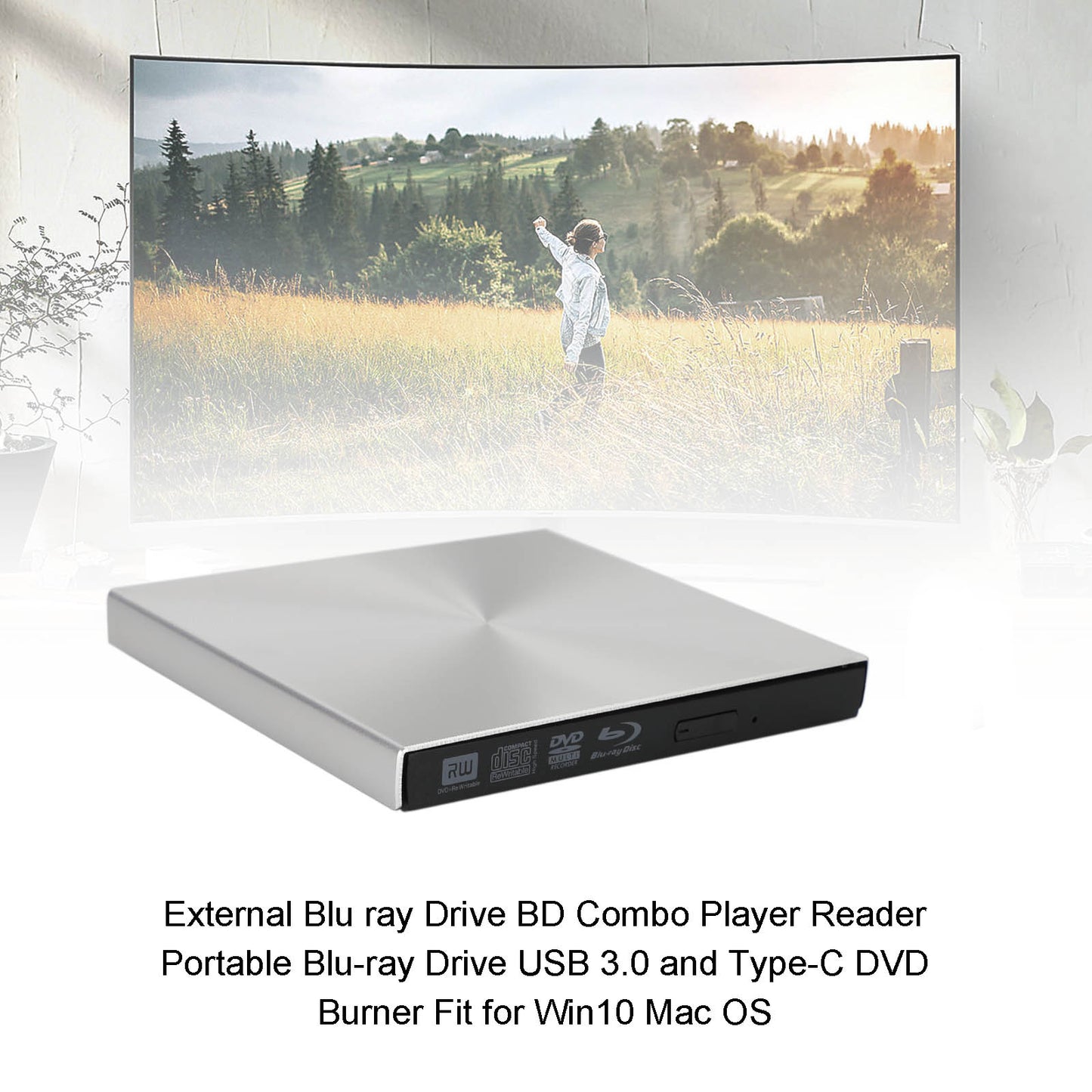 Blu Ray Drive USB 3.0- und Typ-C-DVD-Brenner Tragbarer BD-Combo Player Reader