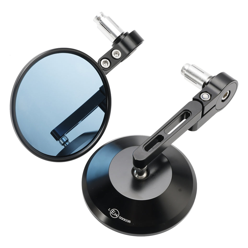 2x Motorrad Rückspiegel Lenkerendenspiegel Rund Blau Glas 7/8" Spiegel E-geprüft