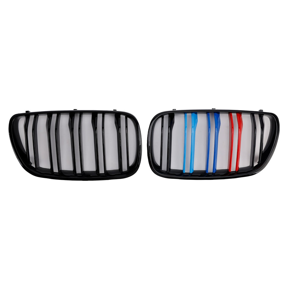 2 Stück Frontstoßstangengrill in Hochglanzschwarz passend für BMW X3 E83 2007-2010 LCI