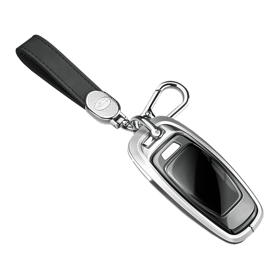 Autoschlüsselhülle aus Aluminiumlegierung mit TPU-Finish, silberfarben, mit Schnalle, passend für Audi A6L, A4L und A3