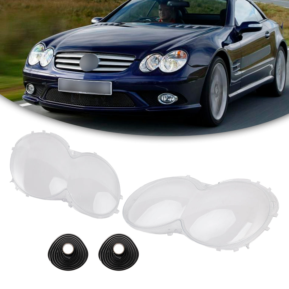 2Pcs Headlight Shell Lens Cover+Glue Für Benz W230/R230 SL500 SL600 2003-08
