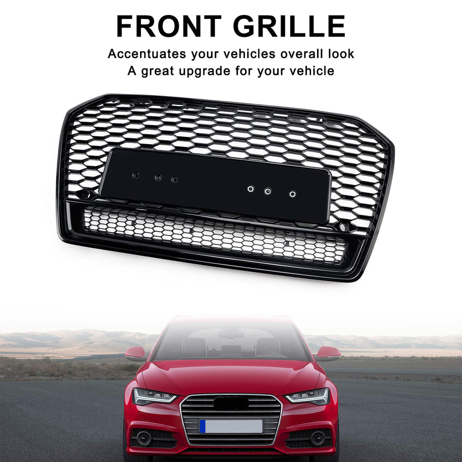 RS6 Style Honeycomb Mesh Front Grill Grille Für Audi A6 S6 C7 2016-2018 Black