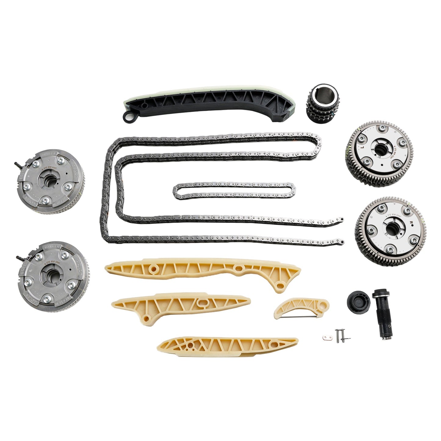 Steuerkettensatz + 4× Nockenwellenversteller für Mercedes W164 ML350 ML450 ML550