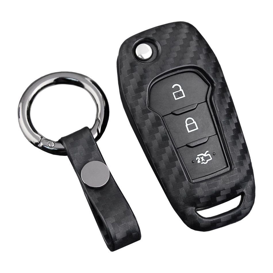 Autoschlüsselhülle aus Leder und Silikon mit Schnalle für Ford