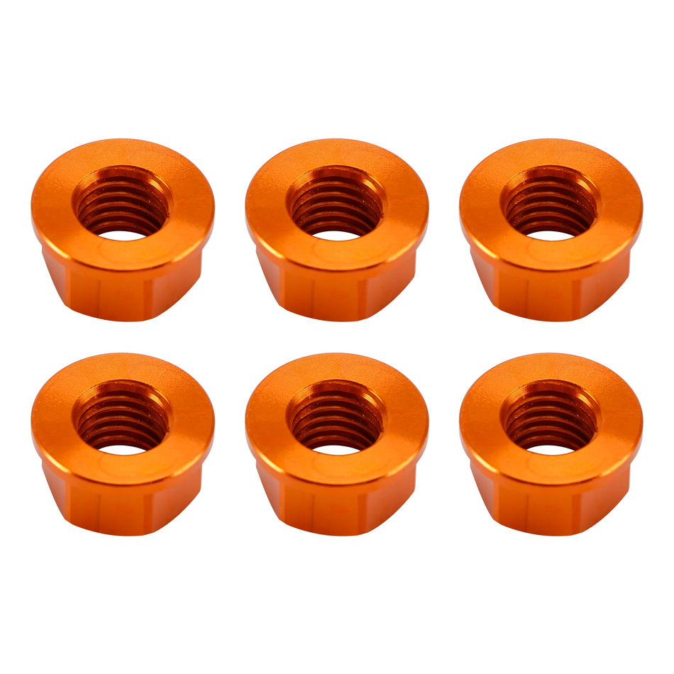 6er-Pack Aluminium-Flanschmuttern für hinteres Kettenrad M10x1,5 mm, orange, für Motorrad