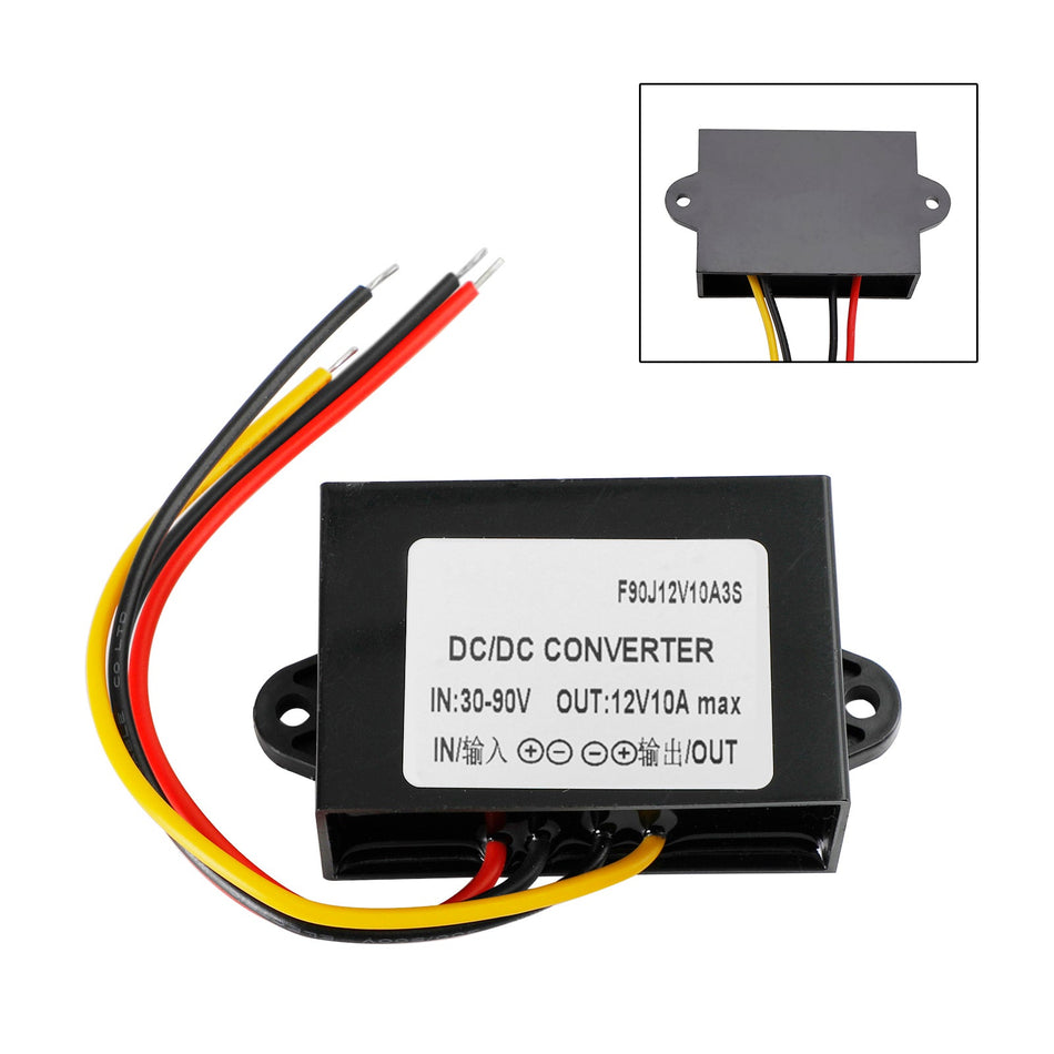 Wasserdichter Buck Step Down Converter DC30-90V auf DC12V 10A Auto-Power-Modul