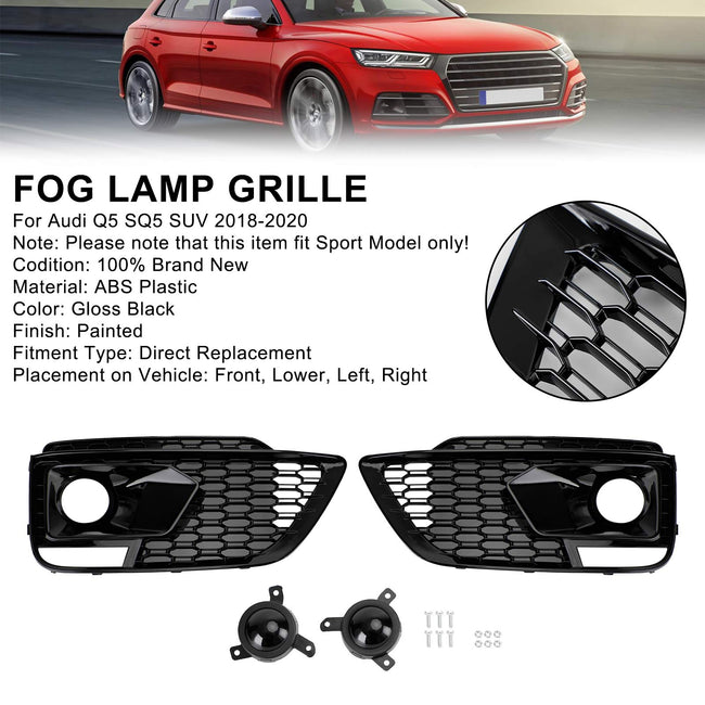 RSQ5 Black Front Honeycomb Fog Lamp Grilles Cover Für Audi Q5 SQ5 2018-2020