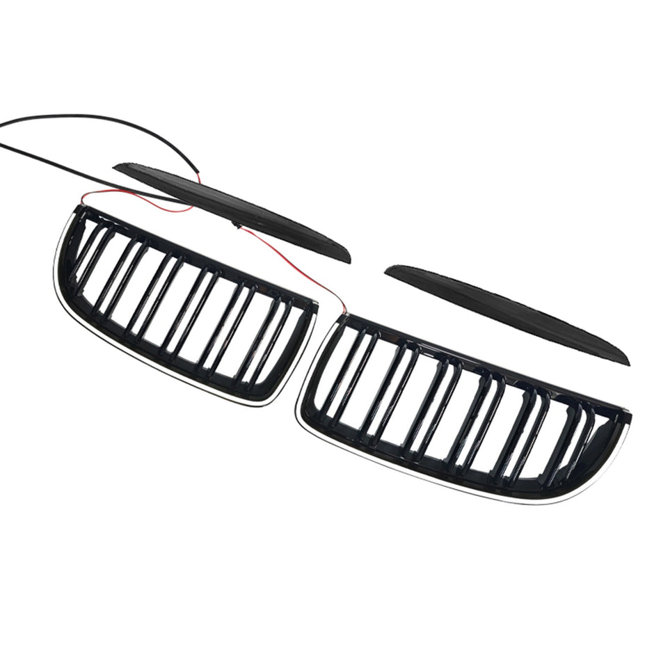 Frontgrill mit Doppellamellen, schwarz, passend für BMW E90 Limousine und Kombi 320i (2004–2007).