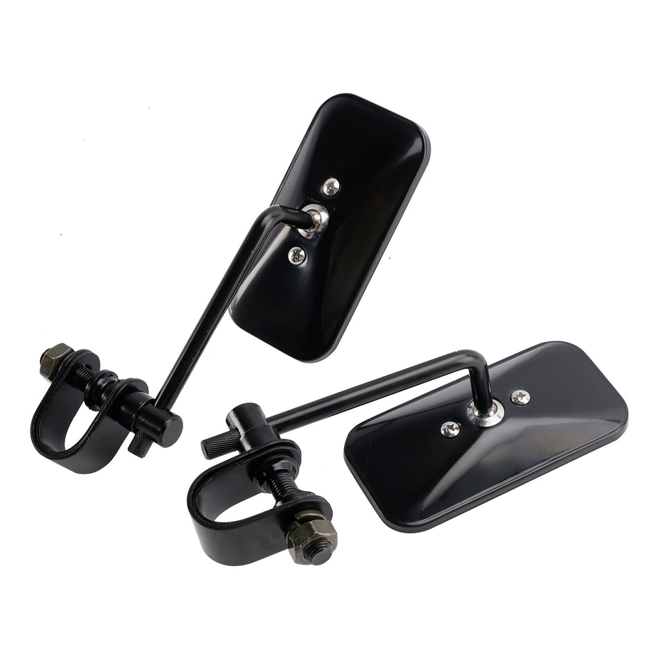 Rechteckige Klemm-Motorradspiegel im Old School-Stil, Schwarz, Brattstyle