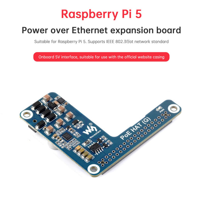 Raspberry Pi 5 Ethernet-Erweiterungskarte PoE-Stromversorgungsmodul 802.3af/at