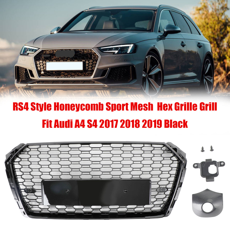 RS4 Style Waben-Frontgrill in Schwarz – passend für Audi A4/S4 B9 2017–2019