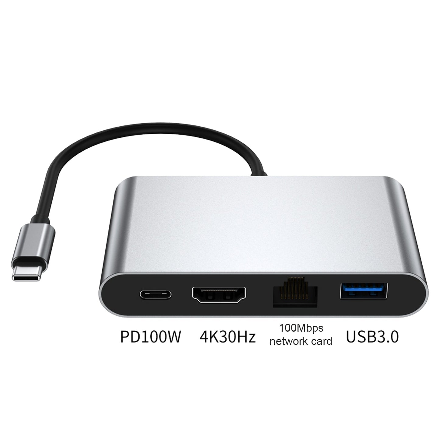 4-in-1-Dockingstation TYPE-C auf RJ45 100M HDMI USB3.0 PD-Schnittstelle für MacBook