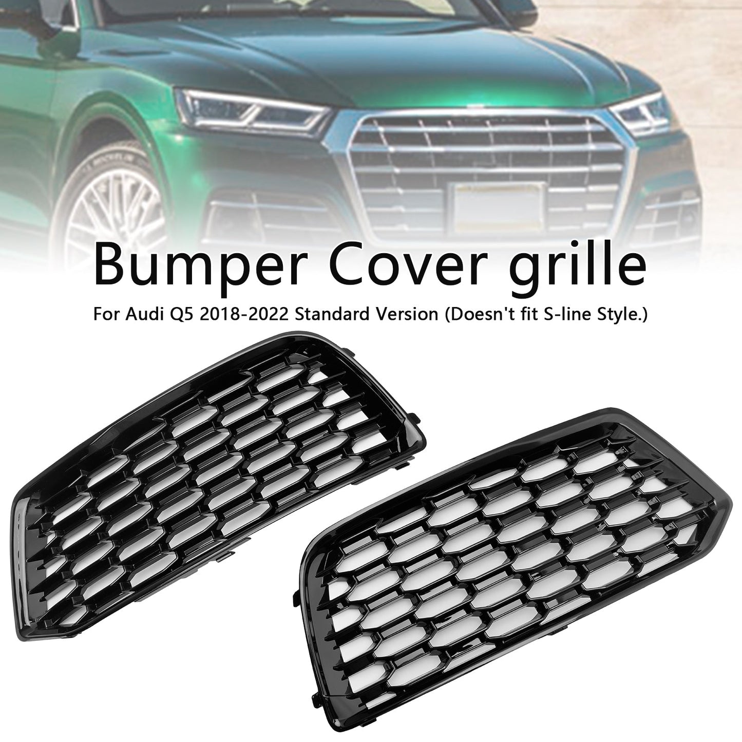 2018-2022 Audi Q5 Mesh 2PCS Front Sto?stange Abdeckung Grill Grille Lünette Einsatz