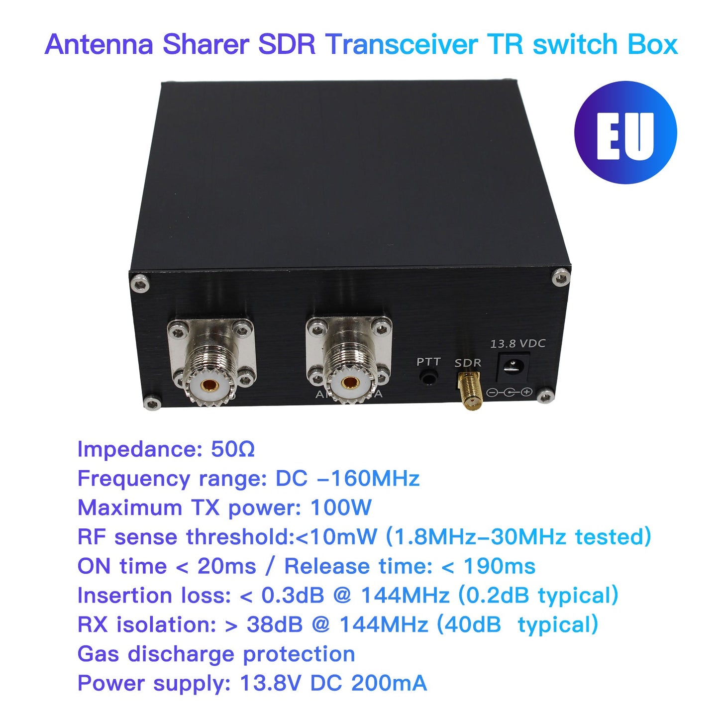 SDR Empfangsschaltantenne Sharing Transceiver TR Switch Box 100W DC 160MHz EU Stecker