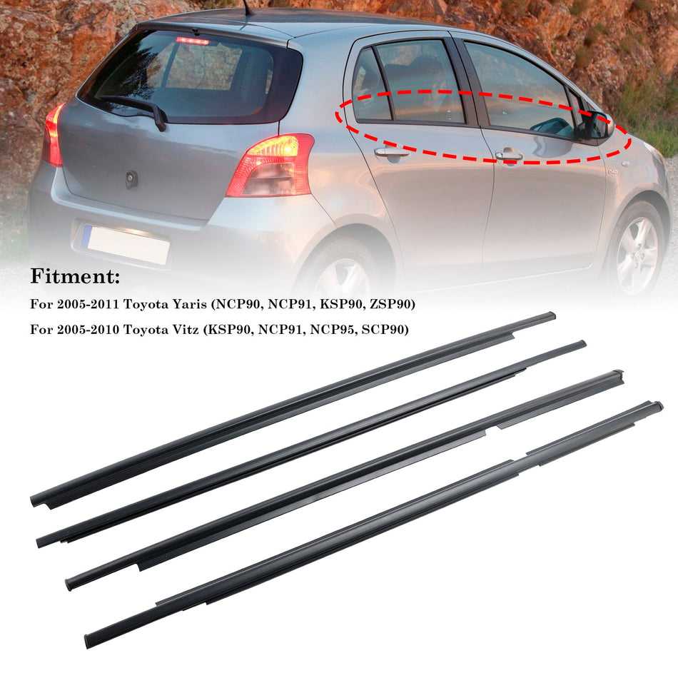 4 stücke ?u?ere Tür Glas Weathers Moulding Für Toyota Yaris Vitz 2005-2010